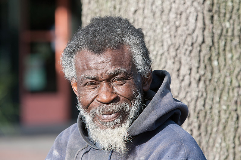 African American homeless man